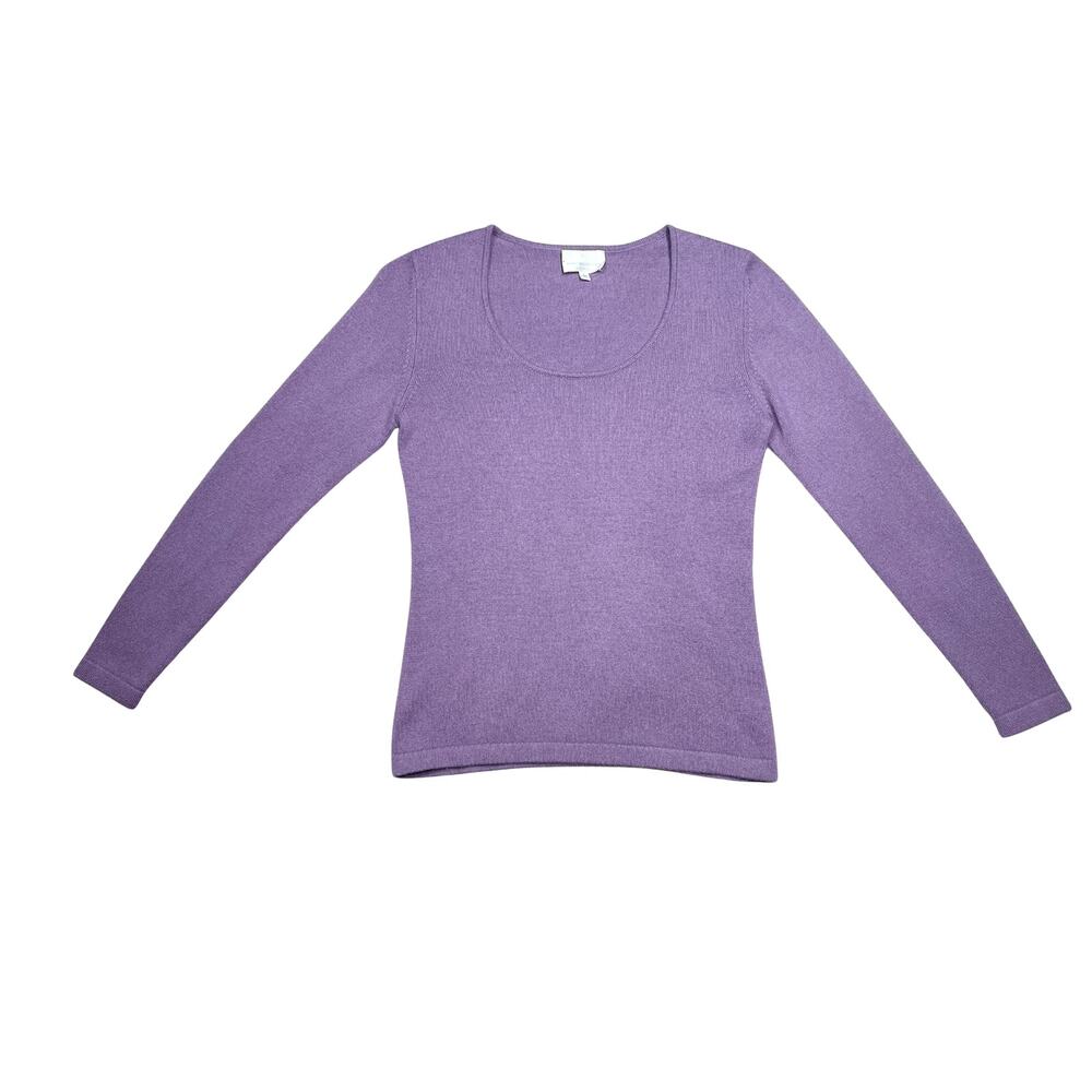 Eric Bompard Cashmere Silk Knit Top Lilac Scoop Neck Long Sleeve S–M